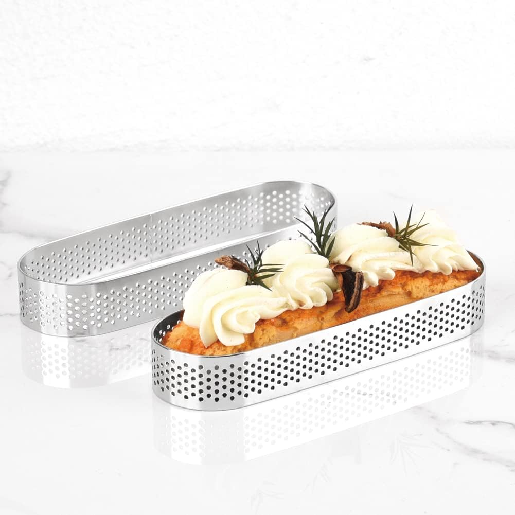 Stainless Steel Oval Tart Ring Perforated-86838