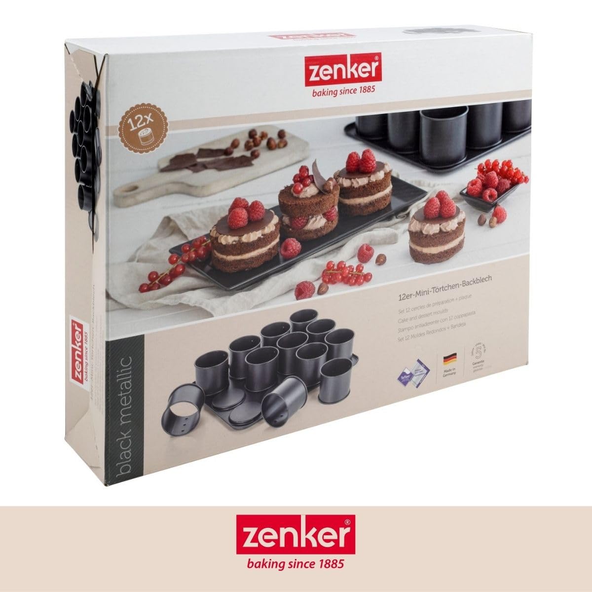 Zenker Special Creative 12 Cup Mini Flan Baking Moulds on Tray -7402