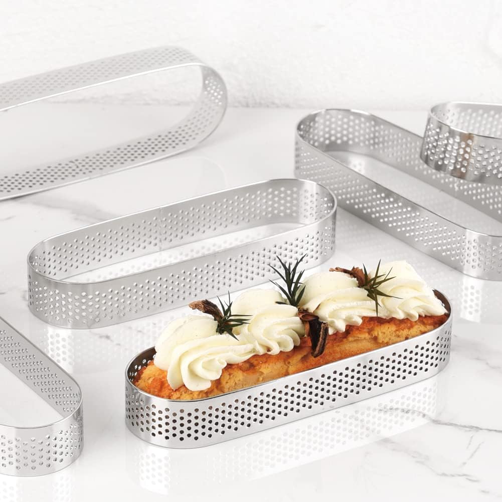 Stainless Steel Oval Tart Ring Perforated-86838