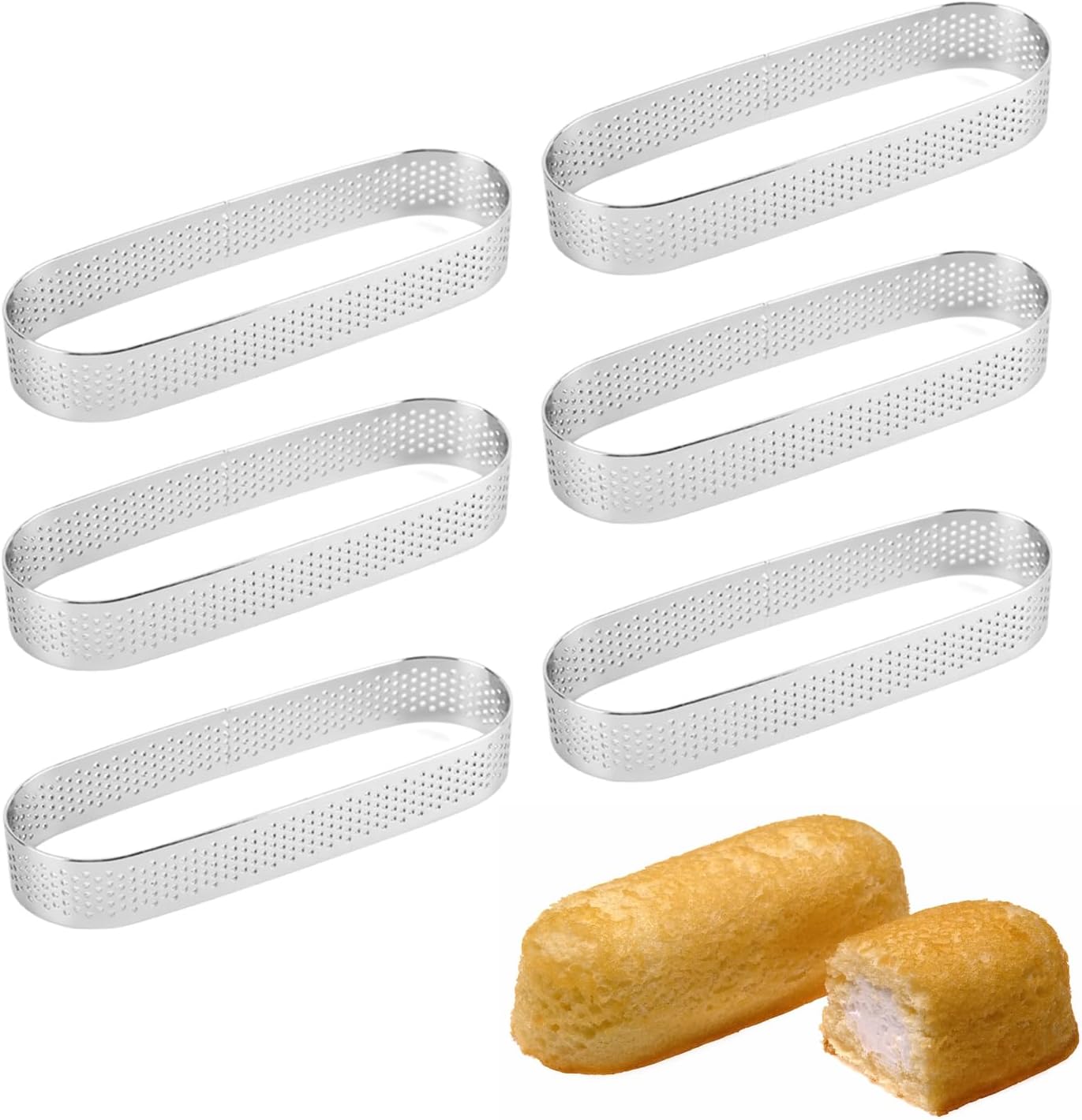 Stainless Steel Oval Tart Ring Perforated-86838