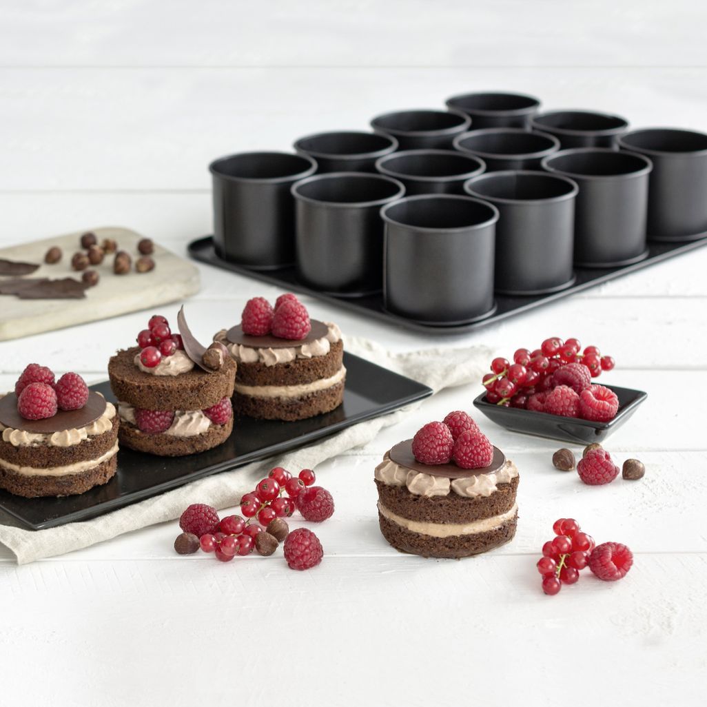 Zenker Special Creative 12 Cup Mini Flan Baking Moulds on Tray -7402
