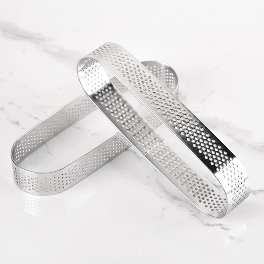 Stainless Steel Oval Tart Ring Perforated-86838