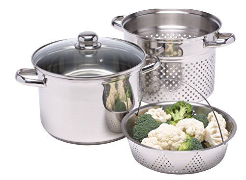 World of Flavours Italian Pasta Pot with Steamer Insert -KCPASTAPOT