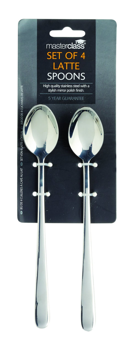 MasterClass Set of 4 Stainless Steel Latte Spoons -MCLATTESPN