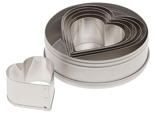 6 Piece Plain Heart Cutter Set -7804