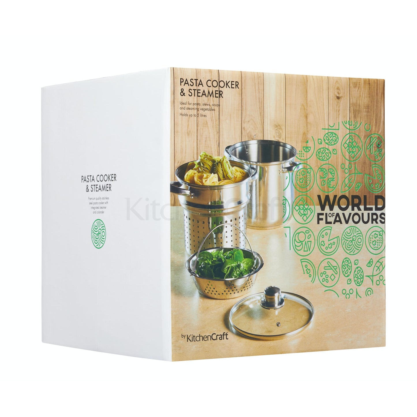 World of Flavours Italian Pasta Pot with Steamer Insert -KCPASTAPOT